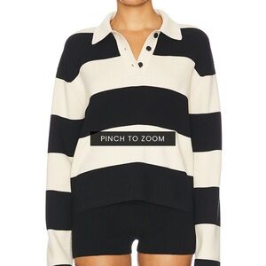 Lovers + Friends Black and Tan Striped Sweater